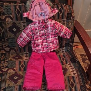 Baby Girl Northpeak Toddler 18M Or 12M Pink Plaid Winter Jacket and Pants Set